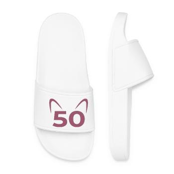 Fifty 50th Birthday - Women’s Pool Sliders - white - Front