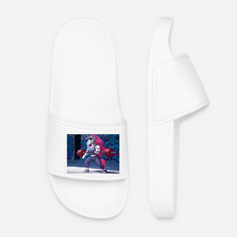 Powerful unicorn training - Women’s Pool Sliders - white