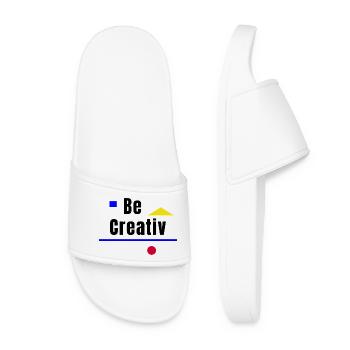 Geometric Shapes Blue Yellow Red - Women’s Pool Sliders - white - Front