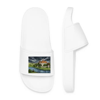 Castle by the River Sketch - Women’s Pool Sliders - white - Front