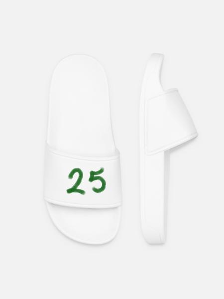 Green Brush Number 23 - Women’s Pool Sliders - white