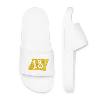 Golden 18 Celebration Design - Women’s Pool Sliders - white - Front