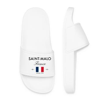 Saint Malo Frankreich Koordinaten Reise Souvenir - Frauen Badelatschen - Weiß - Vorne