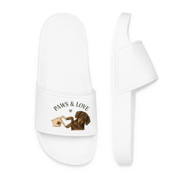 Paws & Love Dachshund Paw Heart - Women’s Pool Sliders - white - Front