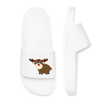 Moose reindeer Christmas ugly Christmas gift - Women’s Pool Sliders - white - Front