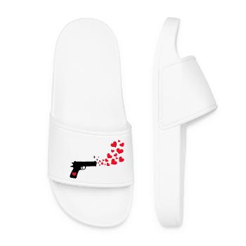 Peace Movement Heart Peace Love Statement - Women’s Pool Sliders - white - Front