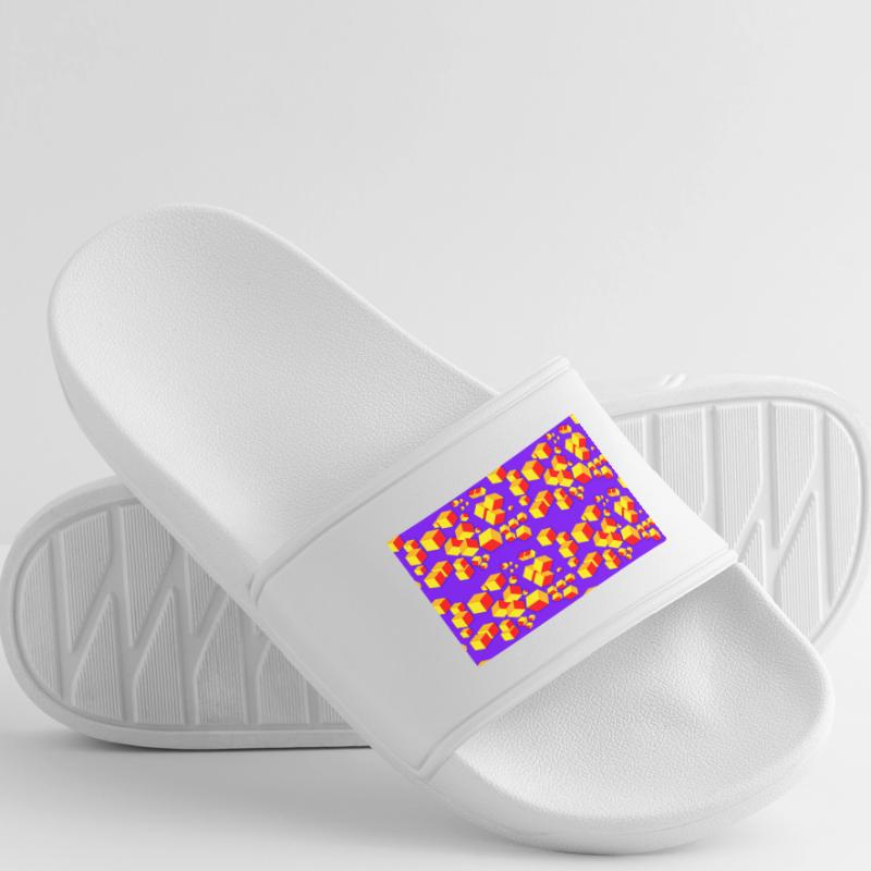 Deco pattern cube colored Women’s Pool Sliders