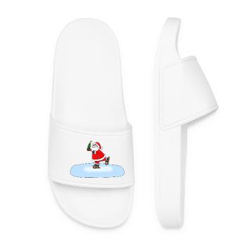Weihnachtsmann Schlittschuhlaufend - Frauen Badelatschen - Weiß - Vorne