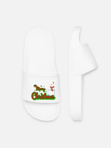 Merry Christmas Snowman - Frauen Badelatschen - Weiß