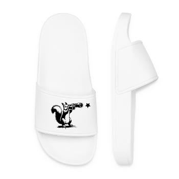 Squirrel with binoculars – searching for the stars - Women’s Pool Sliders - white - Front