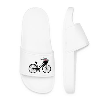 Blumen Fahrrad - Frauen Badelatschen - Weiß - Vorne