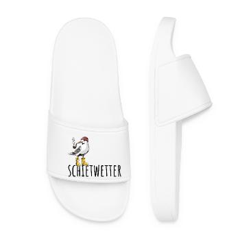 Möwe - Schietwetter - Nordsee - Geschenk - Frauen Badelatschen - Weiß - Vorne