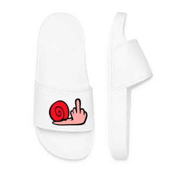 Schnecke Mittelfinger Beleidigung Wichser Fuck You - Frauen Badelatschen - Weiß - Vorne