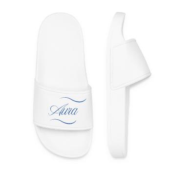 Aura Eleganz Schriftzug - Frauen Badelatschen - Weiß - Vorne