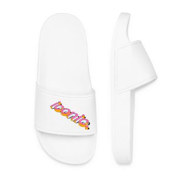 Iconic Retro 3D Typography Design - Women’s Pool Sliders - white - Front