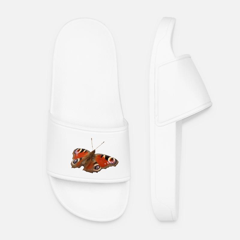 Red Eyespot Butterfly - Women’s Pool Sliders - white