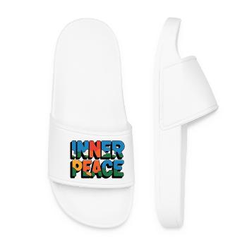 Inner Peace Rainbow Letters - Women’s Pool Sliders - white - Front