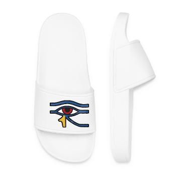 Eye of Horus Blue Line - Women’s Pool Sliders - white - Front