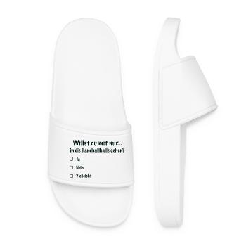 Handball Date Saying Invitation (Black) - Women’s Pool Sliders - white - Front