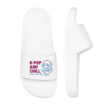 K-Pop et chill à mon époque K-Pop Musique coréenne - Claquettes Femme - blanc - Devant
