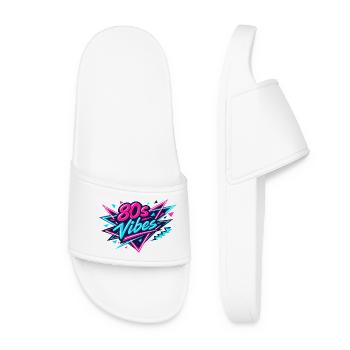 80s Vibes Neon Retro - Frauen Badelatschen - Weiß - Vorne