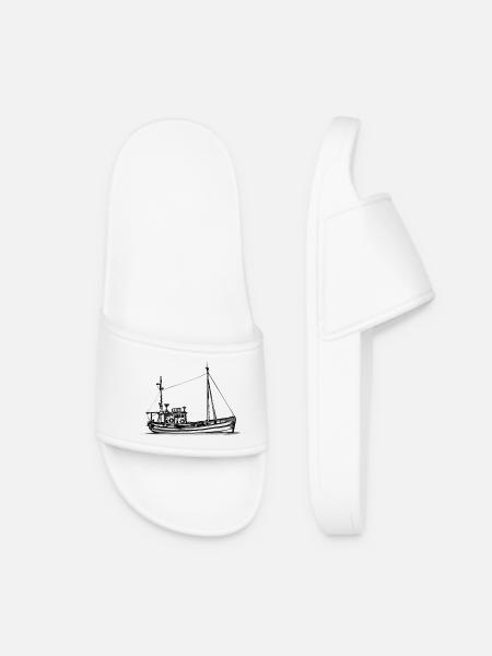 Fishing Cutters & Crab Cutters - Illustration - Women’s Pool Sliders - white