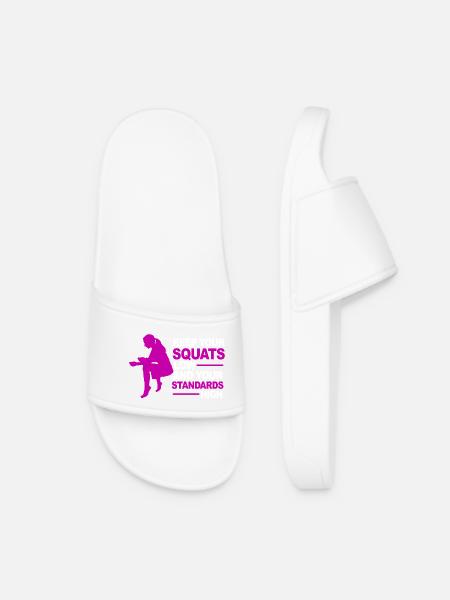Squats Low Standards High - Women’s Pool Sliders - white