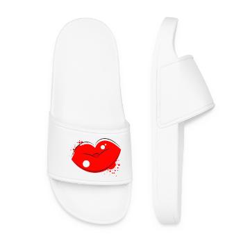 Red Kissing Lips Pop Art - Women’s Pool Sliders - white - Front