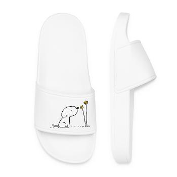 Minimal Yellow Flowers Silhouette - Women’s Pool Sliders - white - Front