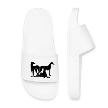 Gruppe Galgos / Greyhounds - Frauen Badelatschen - Weiß - Vorne