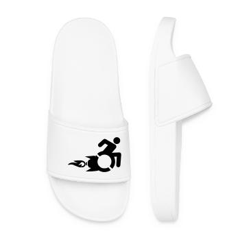 Wheelchair user with rocket propulsion # - Women’s Pool Sliders - white - Front
