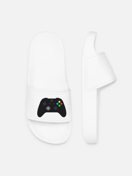 Dark Gamepad Neon Buttons - Women’s Pool Sliders - white