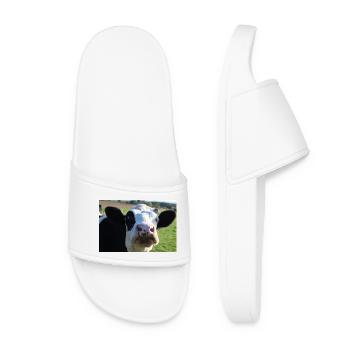 Cow Poster - Women’s Pool Sliders - white - Front
