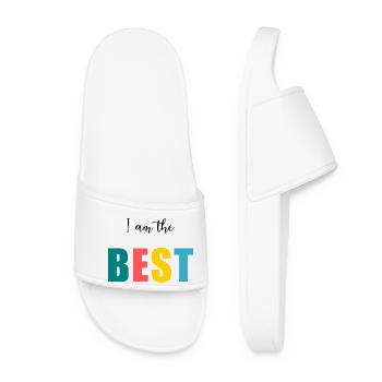 I AM THE BEST. - BESSER. - HUMOR. NACHRICHT - Frauen Badelatschen - Weiß - Vorne