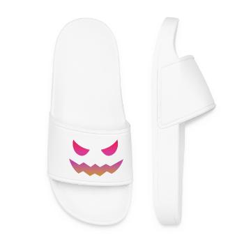 Halloween Kürbis Design Gesicht Verkleidungen - Frauen Badelatschen - Weiß - Vorne