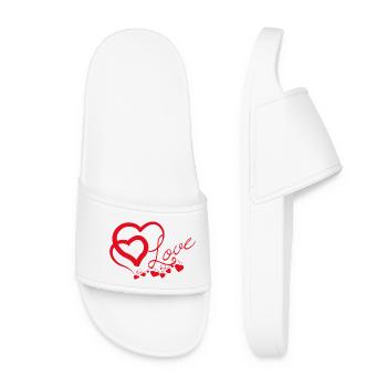 Cœurs entrelacés en Script Amoureux - Claquettes Femme - blanc - Devant