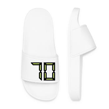 70 YEARS. 70TH ANNIVERSARY. BIRTHDAY 70 YEARS. 70 - Women’s Pool Sliders - white - Front
