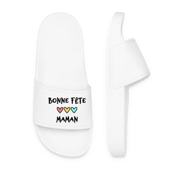 MOM. MOTHER'S DAY. HEART. HAPPY BIRTHDAY - Women’s Pool Sliders - white - Front