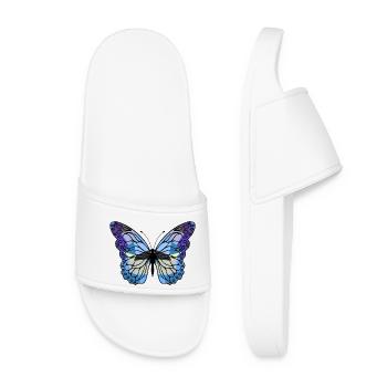 Schmetterling - Frauen Badelatschen - Weiß - Vorne