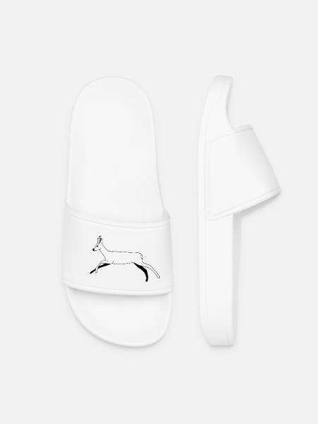 Deer / Roebuck - black and white graphic - Women’s Pool Sliders - white