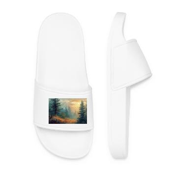Poster Illustration Paysage de Forêt - Claquettes Femme - blanc - Devant