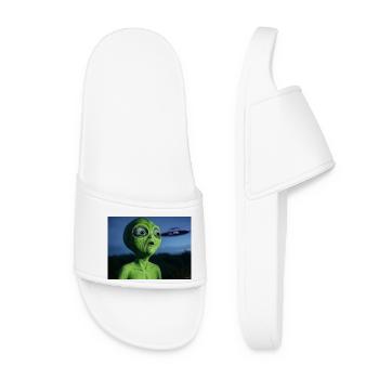Green Alien Eye-Catcher UFO - Women’s Pool Sliders - white - Front