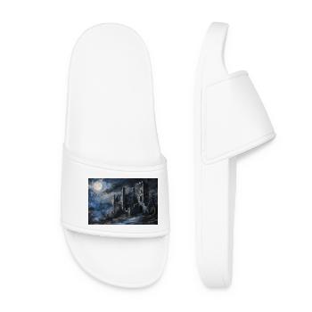 Poster Illustration Medieval Landscape in Ruins - Women’s Pool Sliders - white - Front