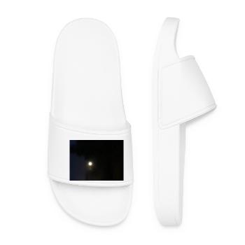 Moon in the middle of the night shines up in the pitch black of the night - Women’s Pool Sliders - white - Front