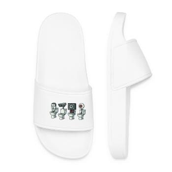 Lustiger Toilettenkopf Cartoon PNG Design - Frauen Badelatschen - Weiß - Vorne