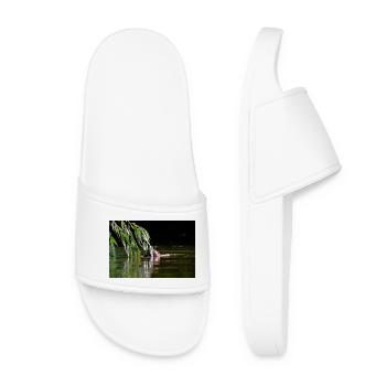 000_1106_DxO - Wild Beaver Eating Willow Leaves - Women’s Pool Sliders - white - Front
