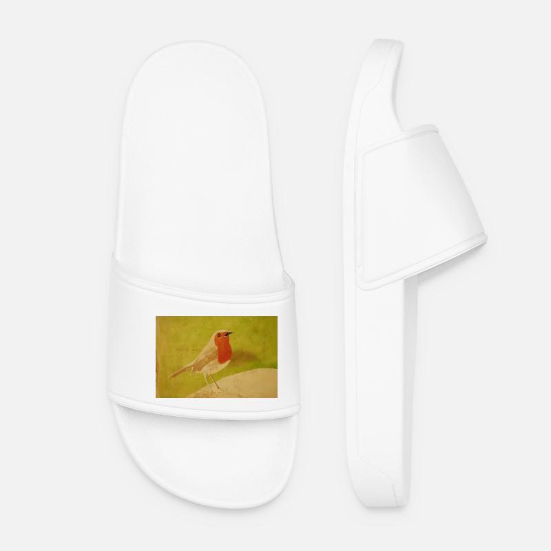 Bird illustration with red belly - Women’s Pool Sliders - white