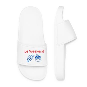 Le Weekend Croissant et Café Bleu - Claquettes Femme - blanc - Devant