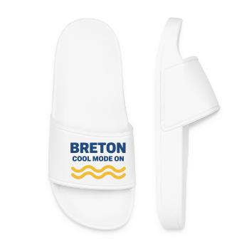 Breton Cool Mode On Vagues Jaunes - Claquettes Femme - blanc - Devant