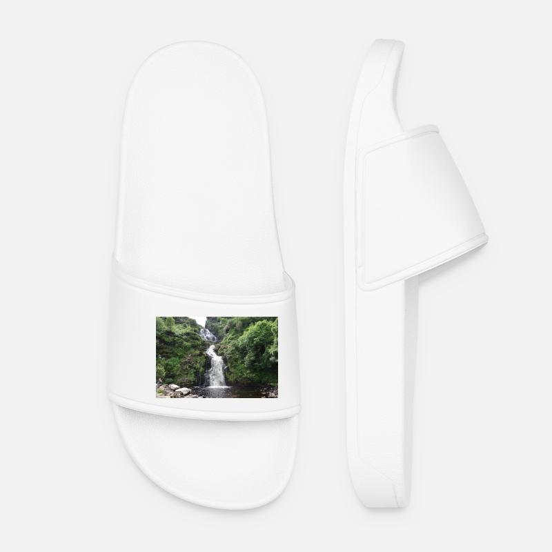 Emerald Forest Waterfall - Women’s Pool Sliders - white